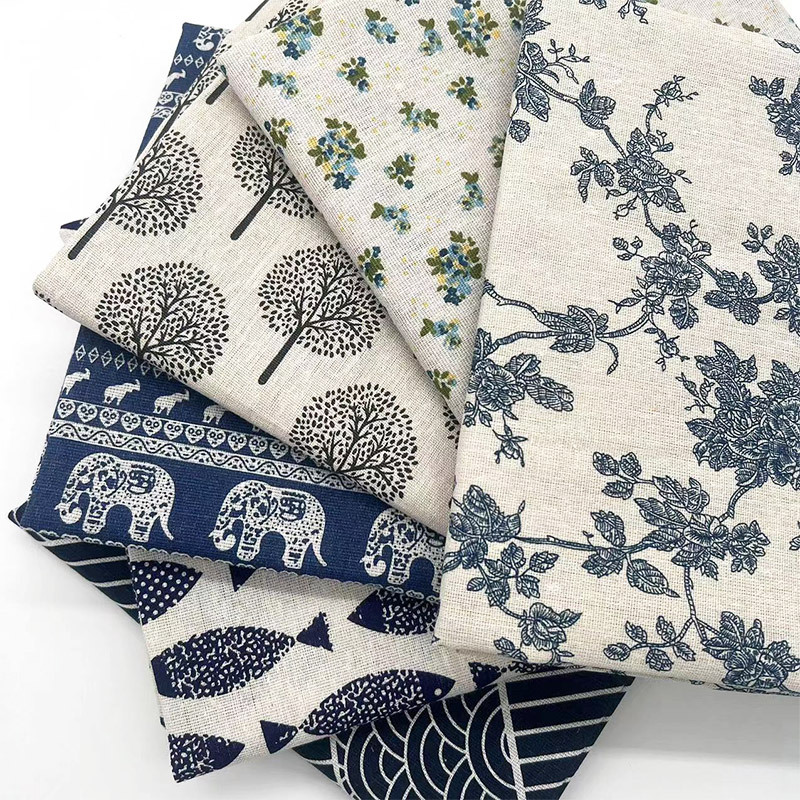 Home Textiles - Retro Boho Floral Cotton Linen Blend