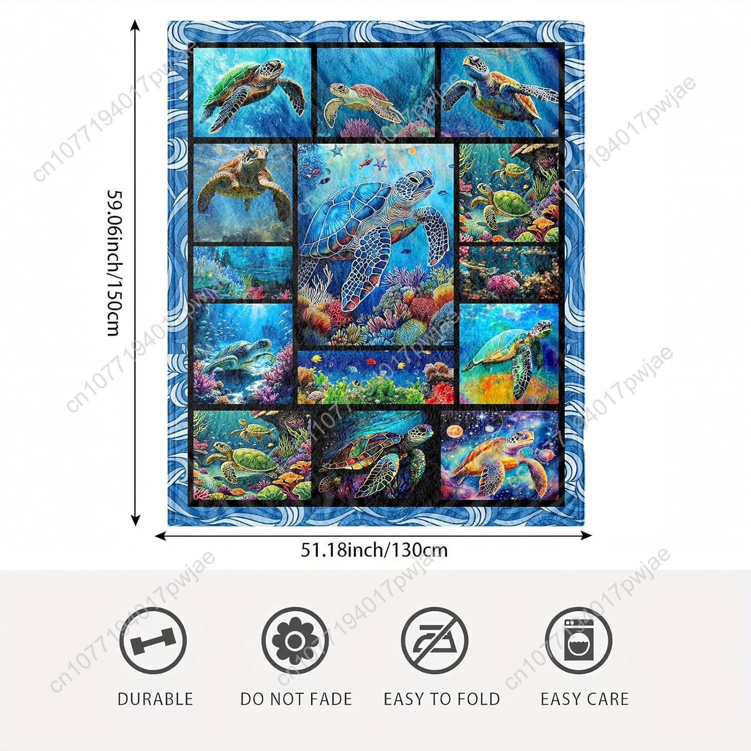 Sea Turtle Flannel Throw Blank - đánh giá và giá Home Art Textiles