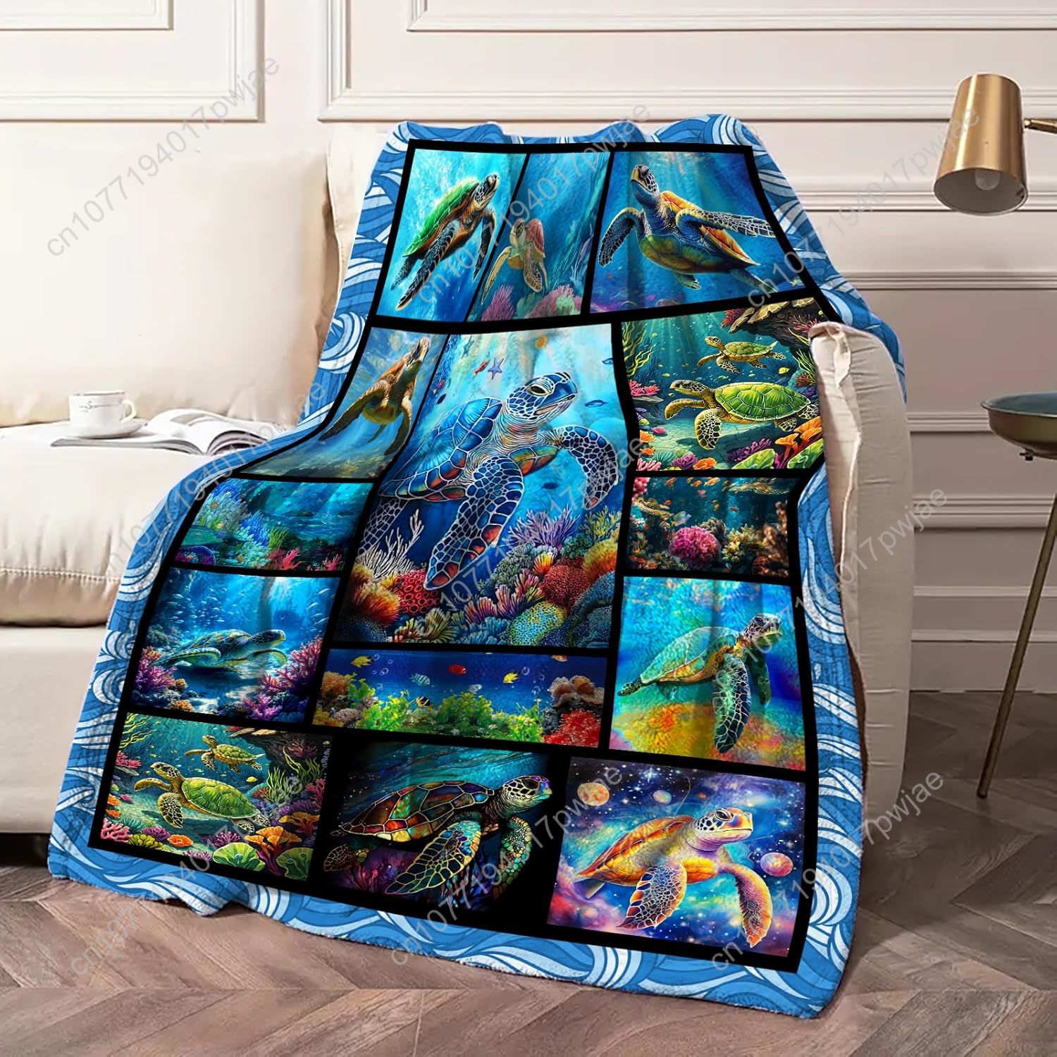 Sea Turtle Flannel Throw Blank - đánh giá và giá Home Art Textiles