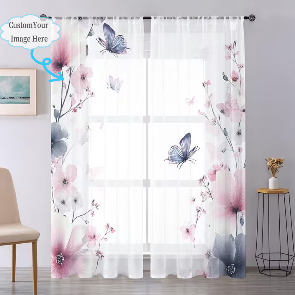 Custom 2D Flat 2pcs Sheer Curt - đánh giá và giá Home Textiles