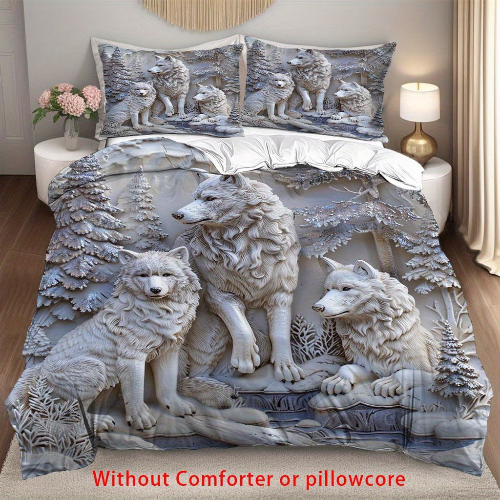 3D White Wolf & Forest Print D - đánh giá và giá Duvet Insert White