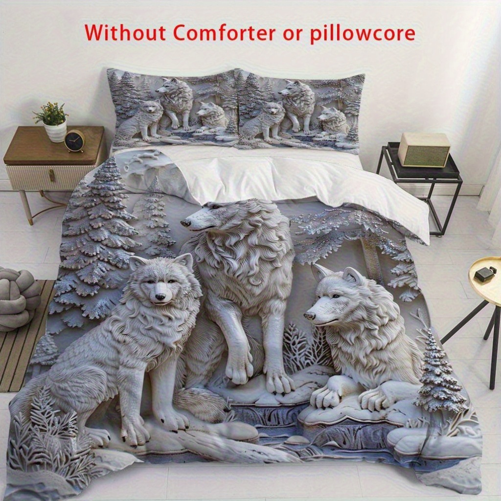 3D White Wolf & Forest Print D - đánh giá và giá Duvet Insert White