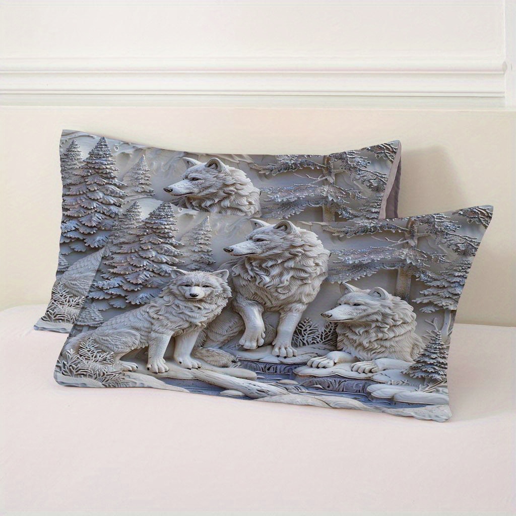 3D White Wolf & Forest Print D - đánh giá và giá Duvet Insert White