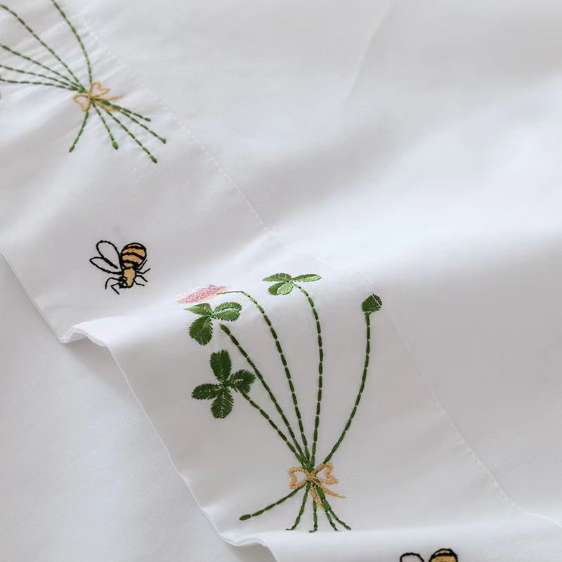Pure White Bedding Sheet Flora - đánh giá và giá Luxury Home Textiles Usa
