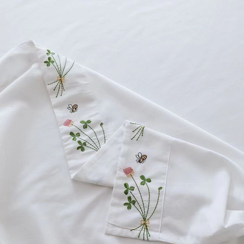 Pure White Bedding Sheet Flora - đánh giá và giá Luxury Home Textiles Usa